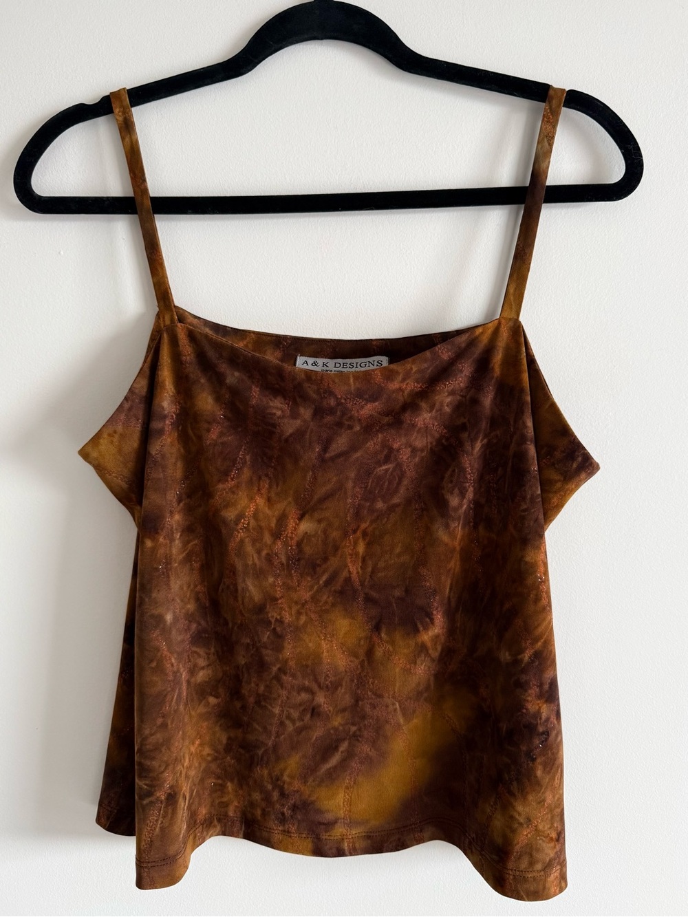 Vintage Y2K Whimsigoth Fairy Grunge Sparkle Cami Tank Top Brown L